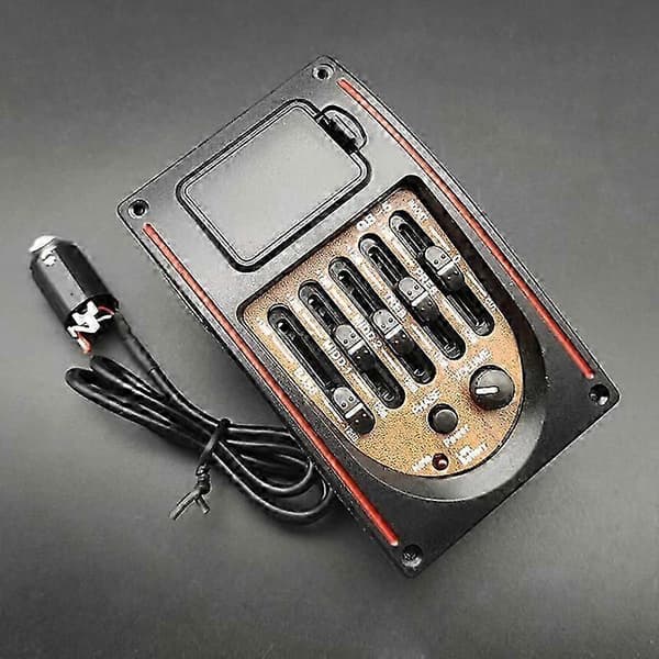 Plast 5-Bands Tonkontroll EQ Equalizer Tuner Piezo Pickup Akustisk Gitarr Förkopplad Förförstärkare Guita
