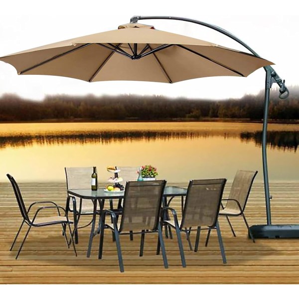 *Replacement cover for parasol - 8 ribs - Diameter 2.7m - Waterproof - UV protection - Replacement fabric - Beige*