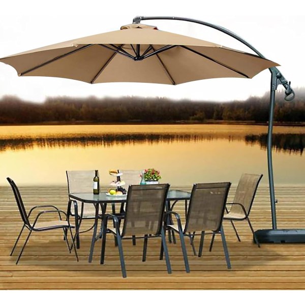*Reservedeksel for parasoll - 8 ribber - Diameter 3m - Vanntett - UV-beskyttelse - Reservetekstil - Beige*