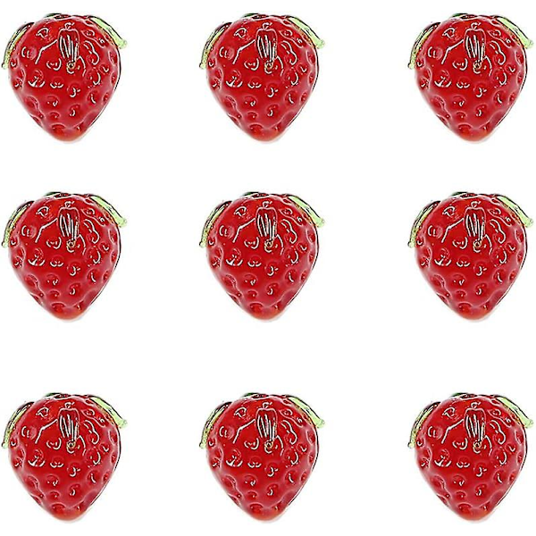 10 st Röda Jordgubbs Pärlor Handgjorda Lampwork Pärlor Söta Frukt Distanspärlor för DIY Örhänge Halsband Smyckestillbehör