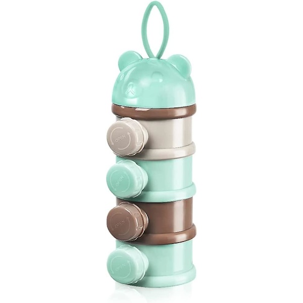 Mjölkpulverbehållare för bebisar, Portabel 4 lager 270 ml per lager Twist-lock fack, Stapelbara burkar för barn, Mjölkpulverbehållare