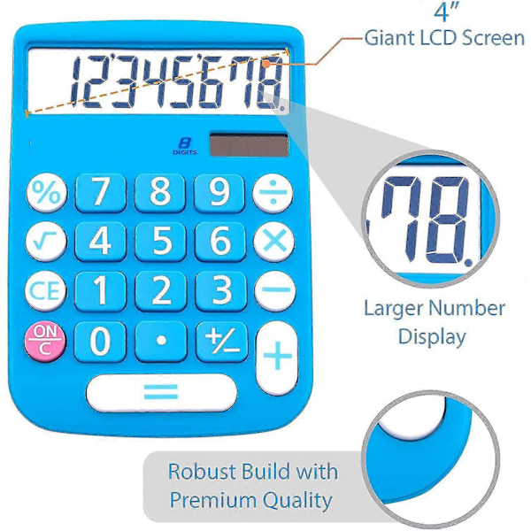 Kontor- og hjemmeberegner - 8-cifret LCD-display