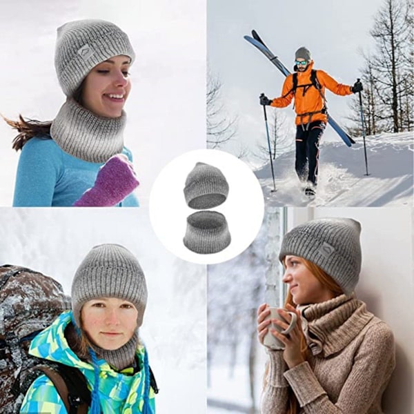 #Hatt & Halsduk Vinterhatt Stickad Hatt Halsduk Damernas Varma Hatt Halsduk Set#