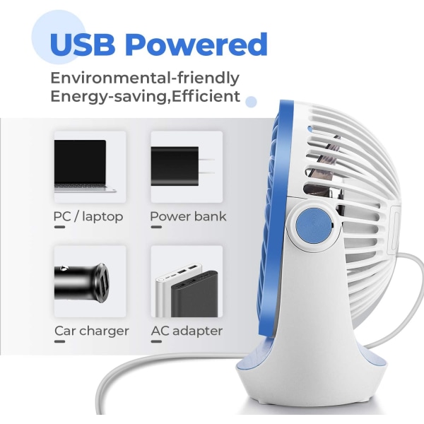 USB-pöytätuuletin, Kannettava hiljainen tuuletin, Tehokas minituuletin, 3 nopeutta