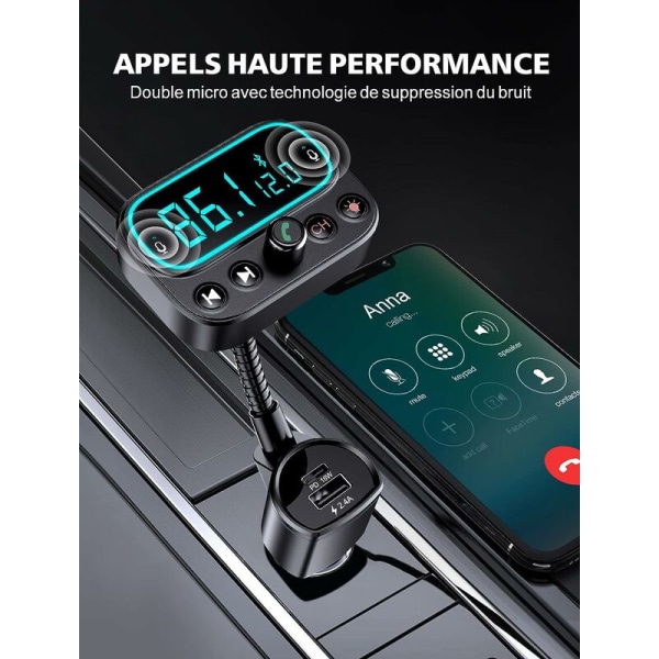 #Auton Bluetooth, Nopea USB C 18W Bluetooth 5.0 FM-lähetin 9#