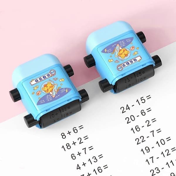 Math-stempel med dobbelt hoved, addition og subtraktion, Math Roller-stempler, gave til børn