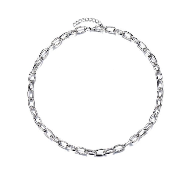 Enkelt metallkjede halskjede for kvinner, 45+7cm