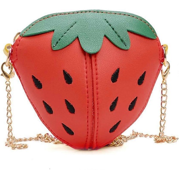 Liten Flicka Jordgubbsväska Barn Mini Crossbody Handväska Mode PU Läder Clutch Axelväska för Barns semestergåva