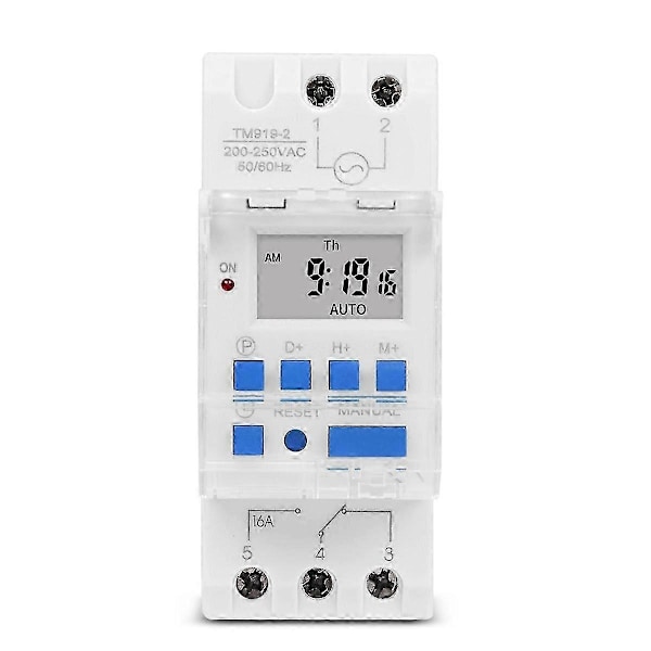 TM919A-2 Programmerbar Digital Tidsbrytare Relä Timer Kontroll AC 220V 16A DIN-skenmontering