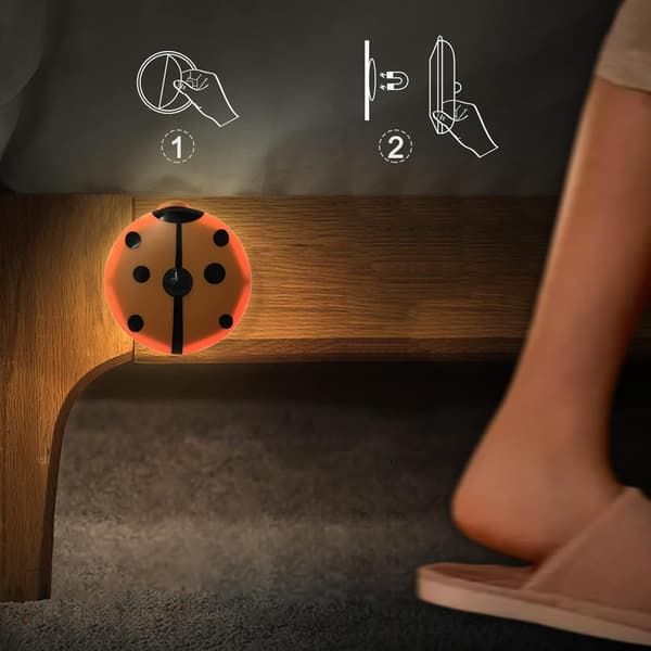 *LED Natlampe Bevægelsessensor Ladybug Natlampe Genopladelig Nom*