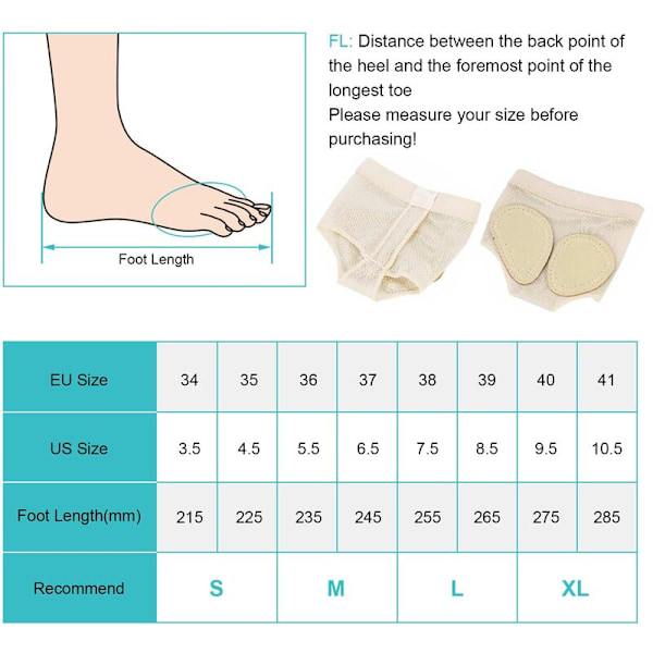 (Størrelse M) String Feet for Dans, Sklisikre Fotputer, 1 Par Foran