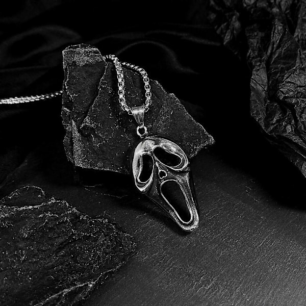 Halsband för män med skrikande dödskalle, legeringsmaterial, hängsmycken