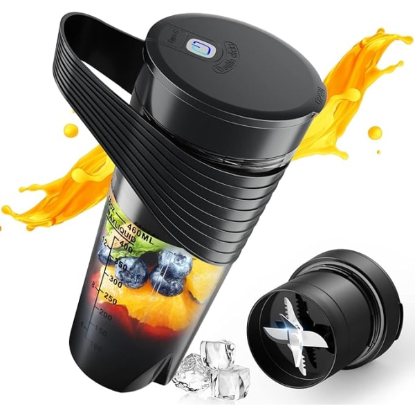 #(Sort) Bærbar Blender  Blender til Shakes og Smoothies  16 Oz Genopladelig Type-C#