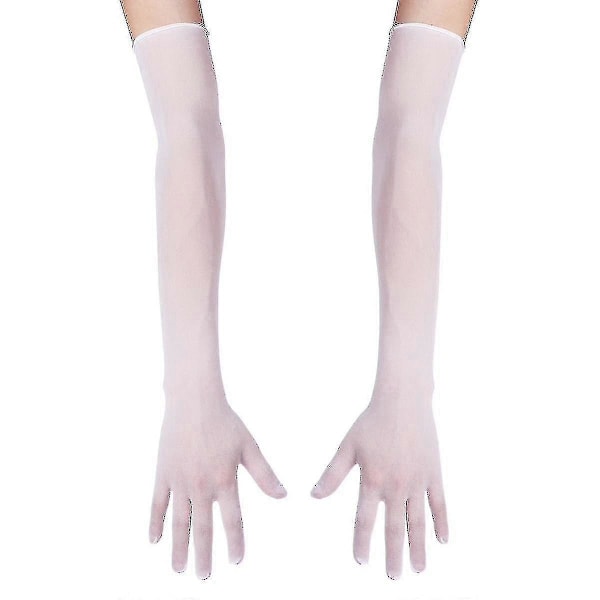 1 Par Dame Mesh Gjennomsiktige Hansker Elastiske Lange Hansker med Fulle Fingre Votter