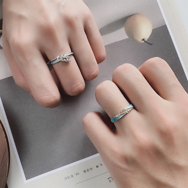 1 Onnellinen Pari Sormus Pari Sormus S925 Sterling Hopea Sormus