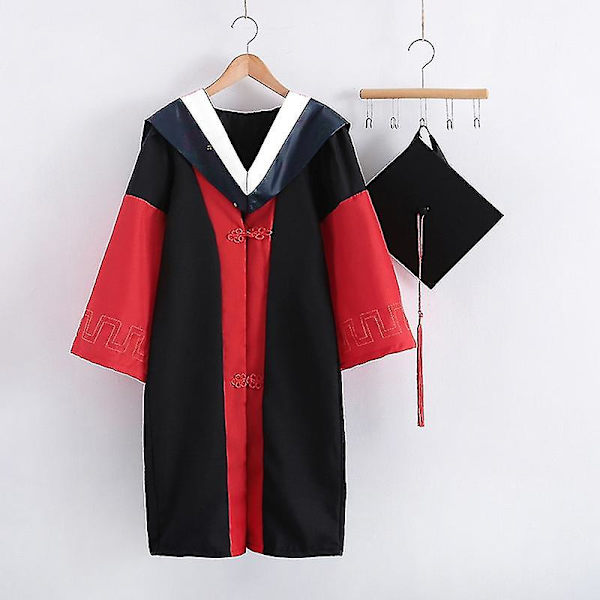 1 Set Examensdräkt Anti-deformerad Andningsbar Polyester Elegant Festlig Akademisk Dräkt För UnisexMRed