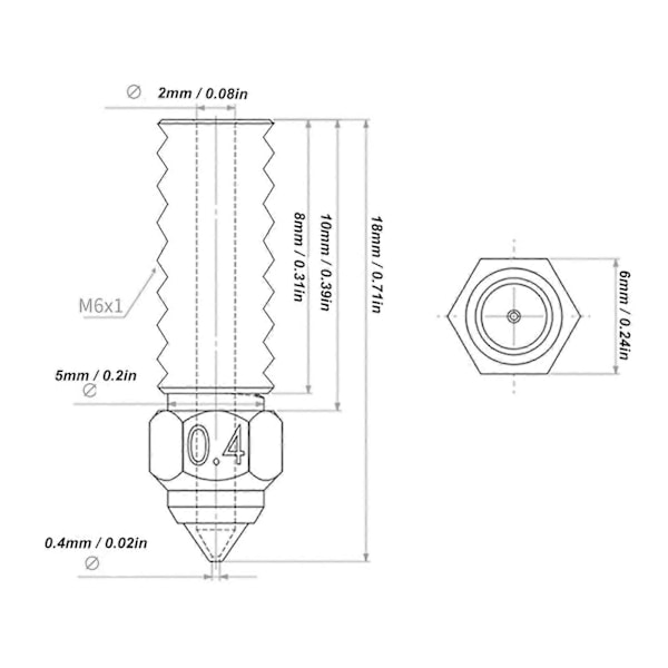 10 st Härdade Stålmunstycken 0,4 mm Högt Flöde Högtemperaturtålighet 3D-skrivare Metall Varma Ändar för Elegoo Neptune 4