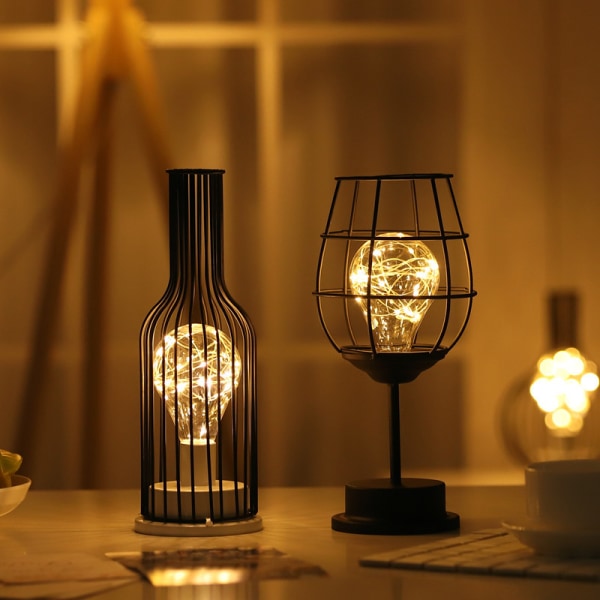 /#/Bordlampe laget av moderne svart ledning laget av jern - Bur Stil/#/