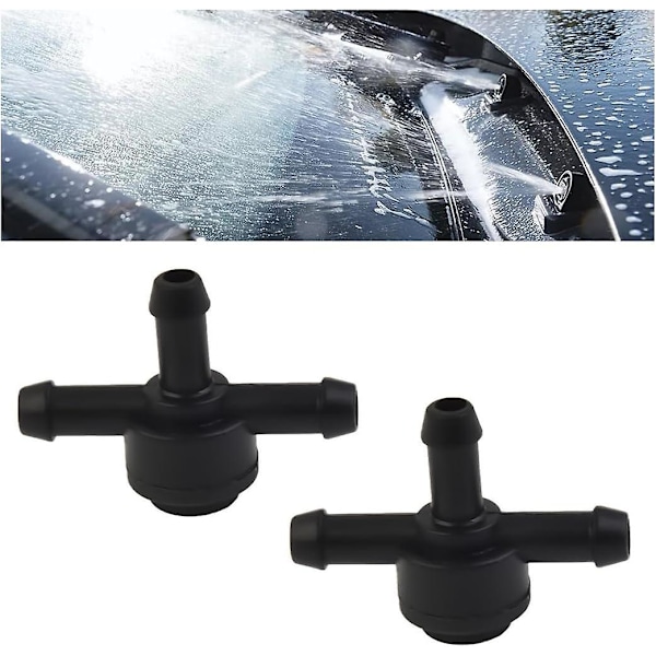 2 Stk. T-stykke til bilrudevasker, 3-vejs anti-retur fittings til rudevasker, udskiftning af slangekobling til rudevasker, til de fleste biler