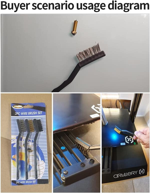 *Rustfrit Stålbørste Kobberbørste Nylon 3stk Børste Sæt til Rengøring*