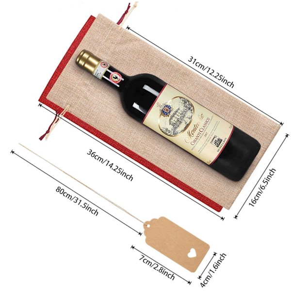 #Vinförpackning i jute, 10 st, hög kvalitet, med presentkort#