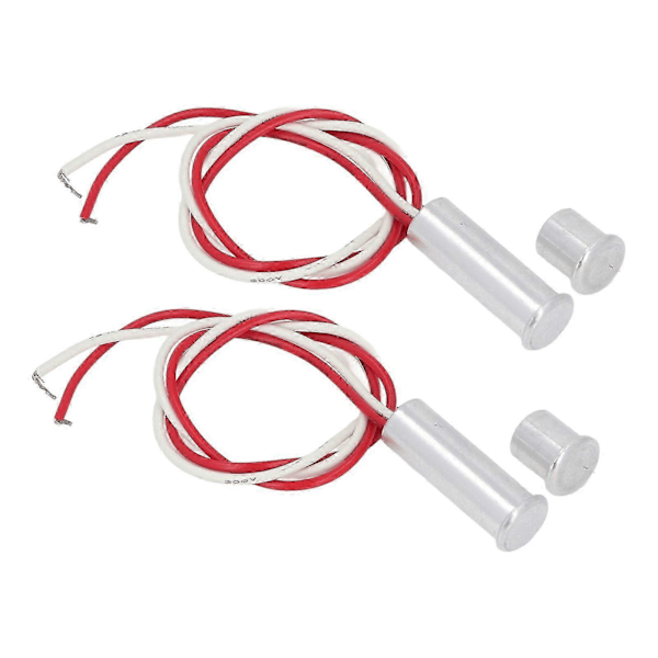 2 Set Infälld Magnetisk Brytare DC12 till 24V Aluminiumlegering NC Trådbunden Dörrsensor Fönster Reed Switch för Larmsystem Åtkomstkontroll