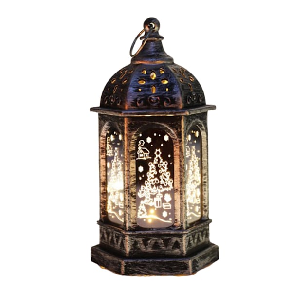 Retro LED Julflamman Nattlampa med Hängande Ring Snögubbe Julgran Element Livfull Färg Jullampa Gåva KaesiBronze