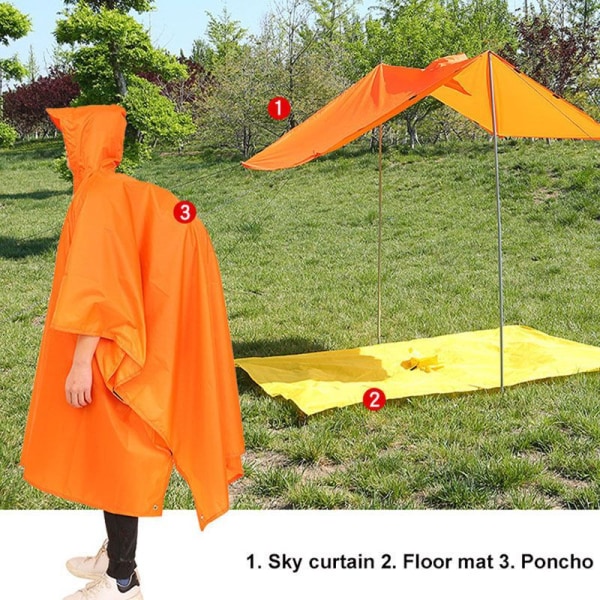 #Regnjakke til udendørs vandreture, tre-i-en poncho#