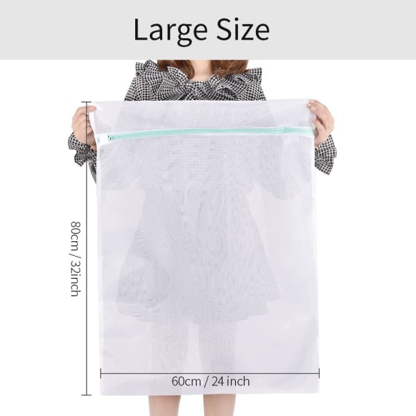 *Tøyposer 60x80cm 2-pak Nett Tøyvaskpose Stor Størrelse*