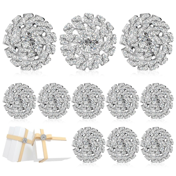 12 stk Rhinestone-pynt Skinnende runde Rhinestone-knapper for DIY Brudebukettinvitasjoner Hårtilbehør