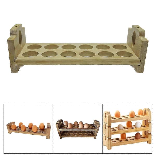 Egg Organizer Tre Eggbrett Gårdshus Display Benkeplate Eggbeholder Stativ Tre Egg Holder for Kjøkken Supermarked Matbod
