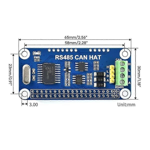 Rs485 Can Hat Rpi 0 Rpi0 Raspberry-pi Zero Rs485spi Can Bus -moduuleille-yu