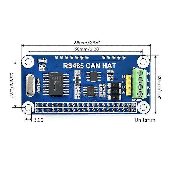 Rs485 Can Hat til Rpi 0 Rpi0 Raspberry-pi Zero Rs485spi Can Bus Moduler-yu
