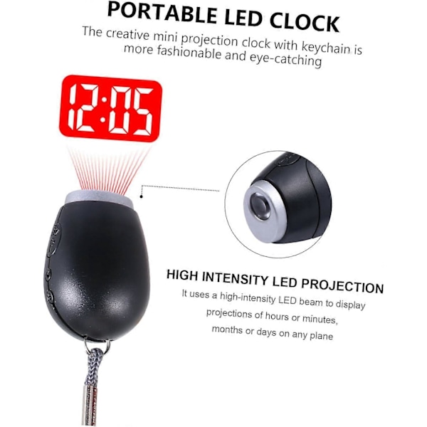 Projektion Elektronisk Mini Digital Klocka LED Takprojektor Portabel Digital Klocka svart