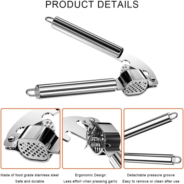 Hvitløkspressehåndtak Rustfritt stål Husholdnings hvitløksknuser Man