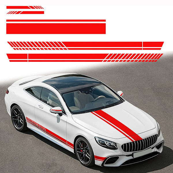 #Pieces Bilsticker Vinyl Krop Hætte Dekal Racing Stripe Dekaler til Bil Biler Vinyl Bumper Sticker (Rød)#