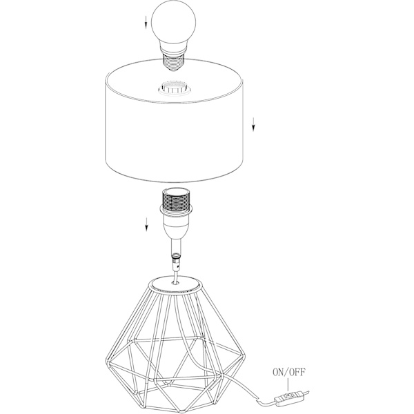 *Bordlampe Vintage Flamme Bordlampe Stål og Stoff Sengelampe*