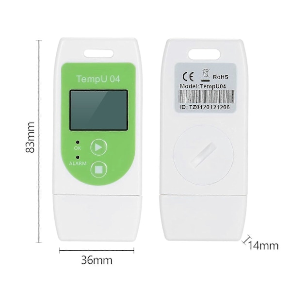Datalogger Fleranvändningsbar USB Temperaturlogger Återanvändbar Temperaturlogger med 32 000 Inspelningskapacitet, Datalogger