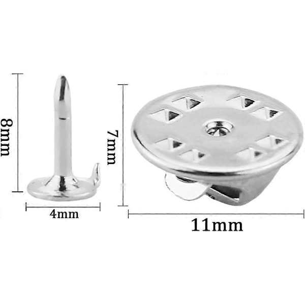 120 paria perhoslukkoja solmiopidikkeille, nastojen taustakiinnikkeitä, 8 mm pituus, 4 mm leveys, tyhjiä nastoja askarteluun (4 mm, hopea)