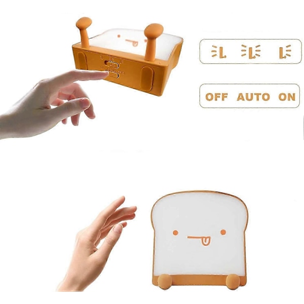 LED Toast Brød Natlampe med Genopladelig og Timer Bærbar Soveværelse Sengelampe