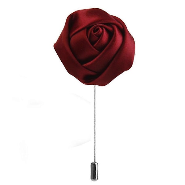 Miesten käsintehty ruusu kukka boutonniere -rintaneula solmioneula (viininpunainen)