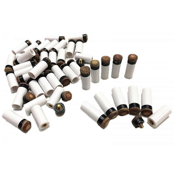 15 Set (30 st) Biljardkö Kritvita Hylsor med Super Kö Skruv-på Utbytbara Toppar (12mm Brun Topp Set)