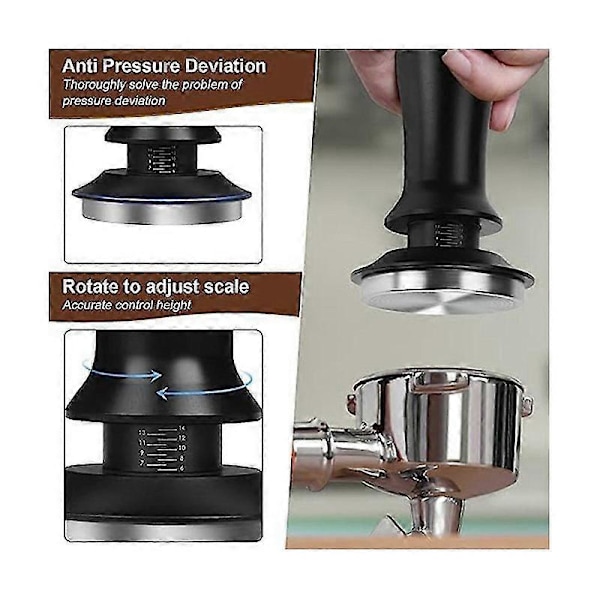 Espresso Tamper Kaffe Tamp 53mm, Fjäderbelastad Espresso Tamper Set med Konstant Tryck, för Barista C