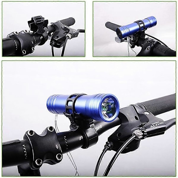 2 kpl 360 asteen pyörän taskulampun pidike polkupyörän teline LED-taskulampun kiinnityspidike pyörälle, MTB, musta, 4,2 * 5,2 * 6,8 cm