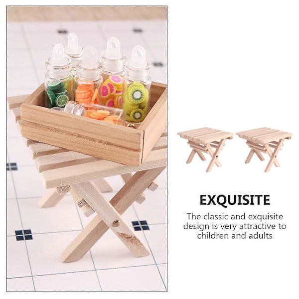 2 stk. Miniature Sammenklappeligt Bord Modeller Kreative Mini Træbord Mini Hus Indretning