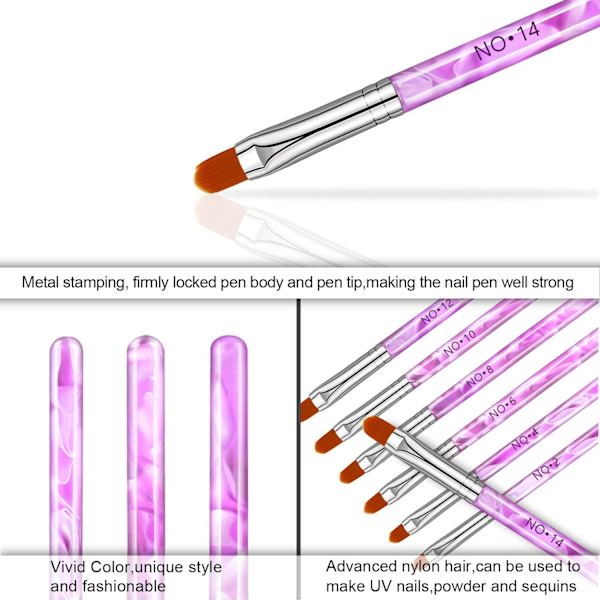 *7 st Akryl Nagelborstar Set med UV Gel Applicering*