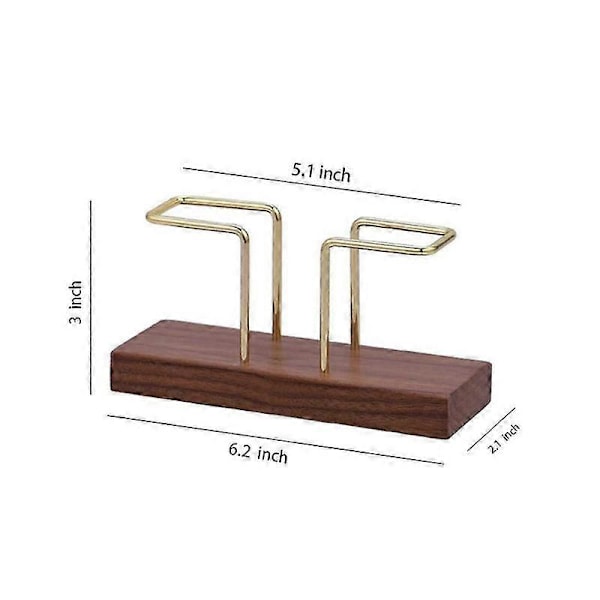 Serviettholder for bord, valnøtt tre, blank metallholder, separate vevsdispensere for kjøkken og