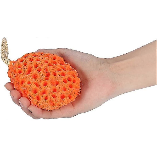 Duschsvamp för kropp och havsdusch, mjuk svamp för kropp, spa, tvätt och rengöring badboll (orange)