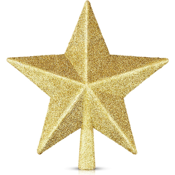 *1 stk. 6\" juletræstjerner, guldglitter juletrædekoration*