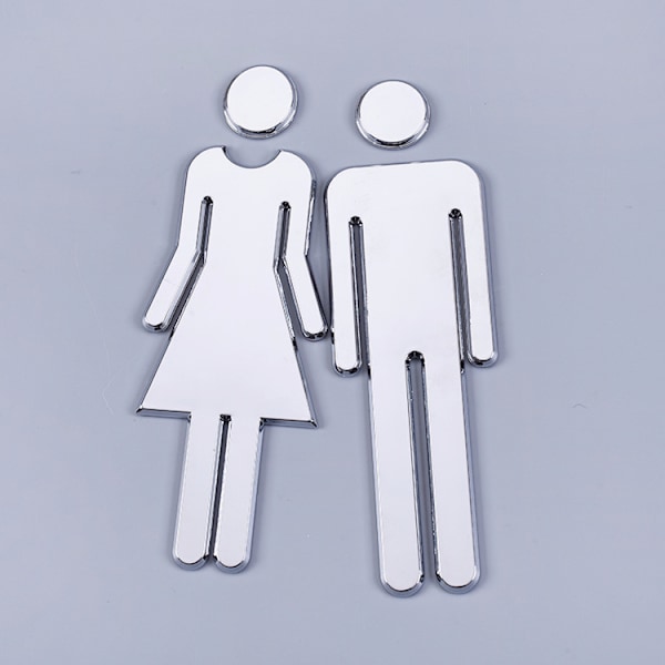 #Selvklæbende Toilet Dørskilt til Damer og Herrer Badeværelsesskilte til Hjem Hotel Kontor Butik Parkering Restaurant Sølv#